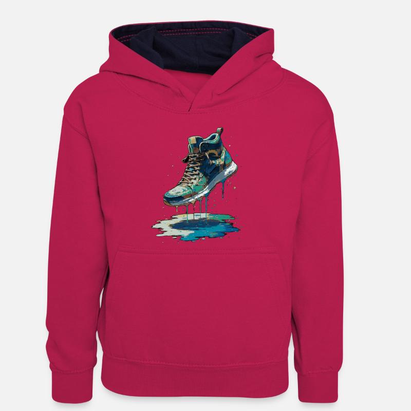 Sneaker street art colorée - Sweat à capuche contrasté Ado - rose/bleu marine