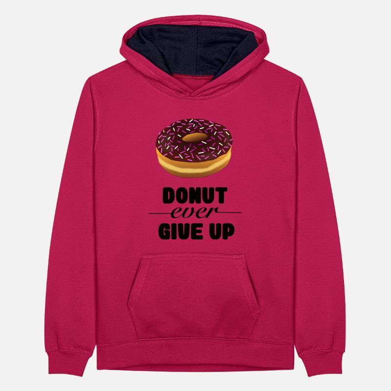 Image donut with text donut ever give up * Teenager Contrast Hoodie