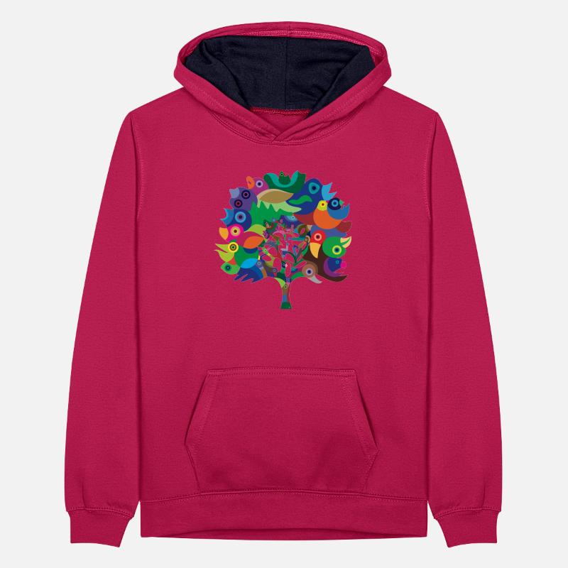Overbirded Tree Teenager Kontrast-Hoodie
