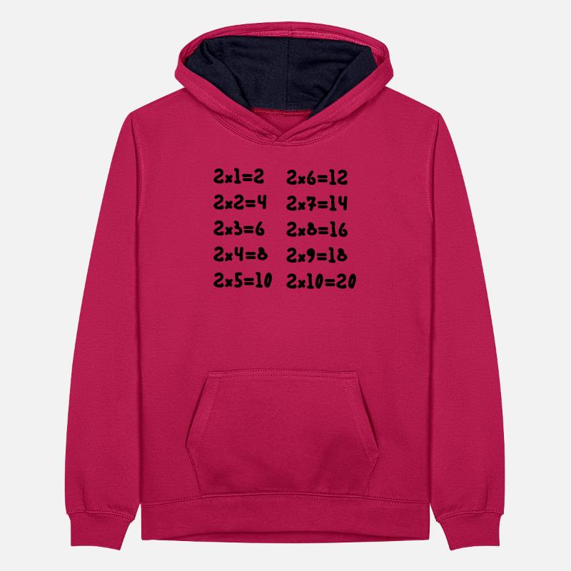 Two multiplication table Teenager Contrast Hoodie