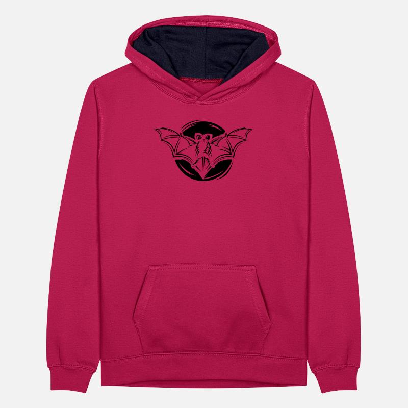 Fledermaus Mond Symbol Illustration Icon Grafik Teenager Kontrast-Hoodie
