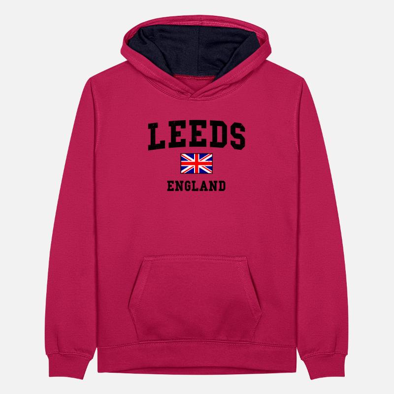 Conception du drapeau de Leeds, Angleterre Sweat à capuche contrasté Ado