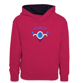 Aviron - Sweat à capuche contrasté Ado - rose/bleu marine - Devant