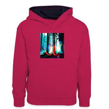 Neonwald Traumprint - Teenager Kontrast-Hoodie - Pink/Navy - Vorne