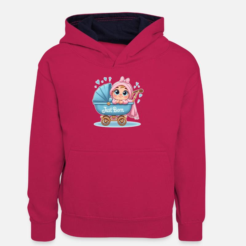 Just Born - Sweat à capuche contrasté Ado - rose/bleu marine