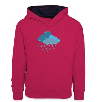 Wolke, Regen, Gewitter - Teenager Kontrast-Hoodie - Pink/Navy - Vorne