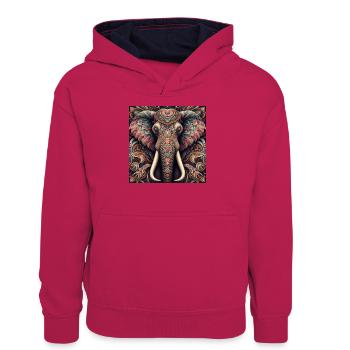 Decorated Elephant - Teenager Contrast Hoodie - pink/navy - Front