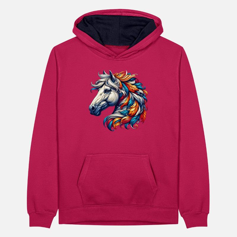 Pferd Teenager Kontrast-Hoodie