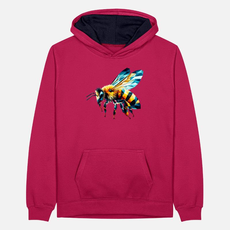 Polygonal Bee Teenager Contrast Hoodie