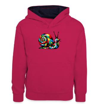 Harlekin Schnecke - Teenager Kontrast-Hoodie - Pink/Navy - Vorne