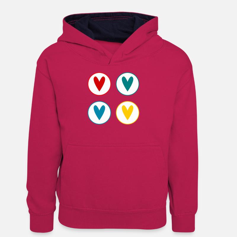 LOVE. COUPLE. JUST MARRIED. EVJF. SAINT VALENTIN. - Sweat à capuche contrasté Ado - rose/bleu marine
