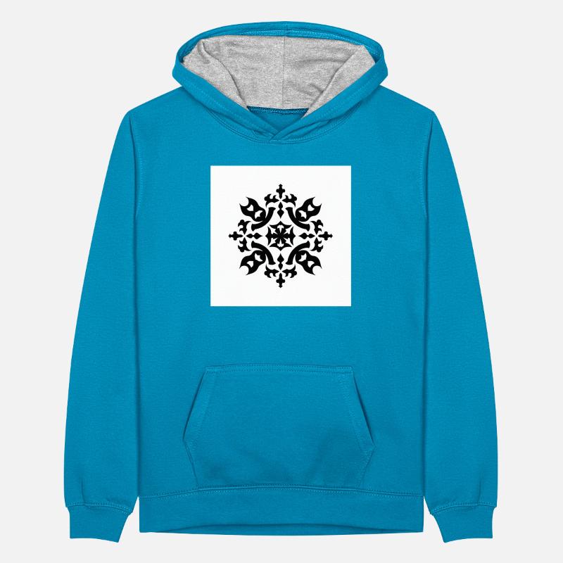 Motif complexe de flocon de neige noir Sweat à capuche contrasté Ado