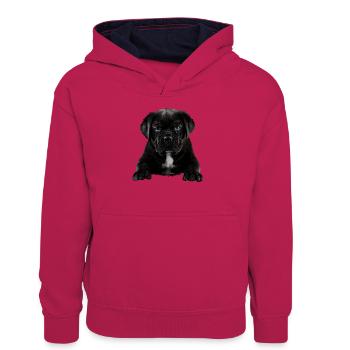 Puppy - Teenager Contrast Hoodie - pink/navy - Front