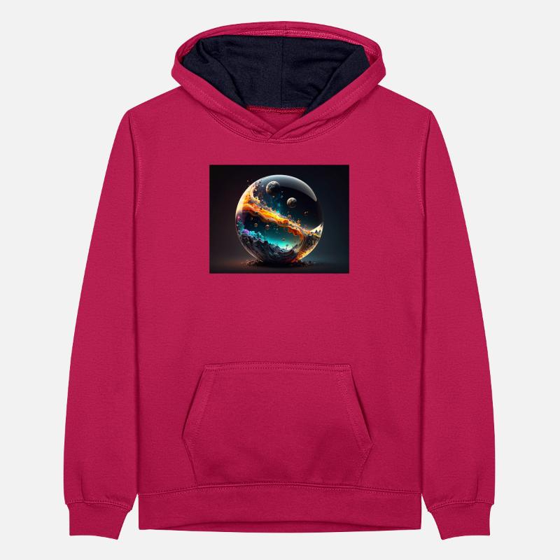 Galactic Universe Globe Teenager Contrast Hoodie