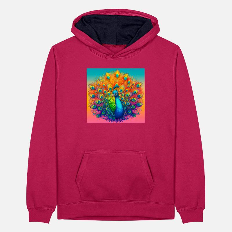 peacock Teenager Contrast Hoodie