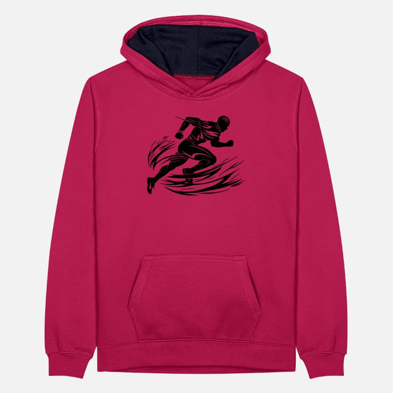 Sprinter in Motion Teenager Contrast Hoodie