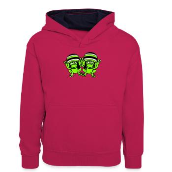 2 Frösche Reggae Musik Rasta Haare Mütze Jamaika - Teenager Kontrast-Hoodie - Pink/Navy - Vorne