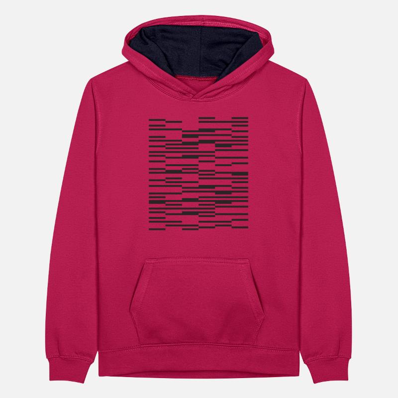 Lignes design Minimaliste Code-barres Sweat à capuche contrasté Ado
