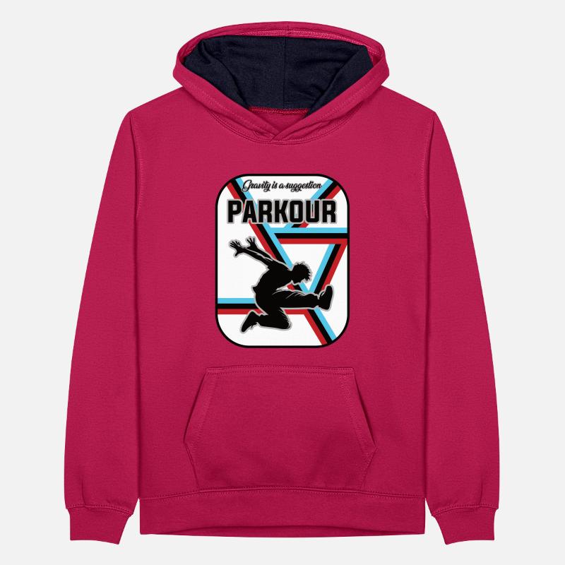 Parkour Design – Gravity is a Suggestion Teenager Contrast Hoodie