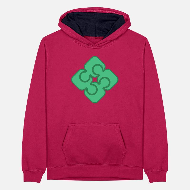 Interlocking Clover Motif Teenager Contrast Hoodie