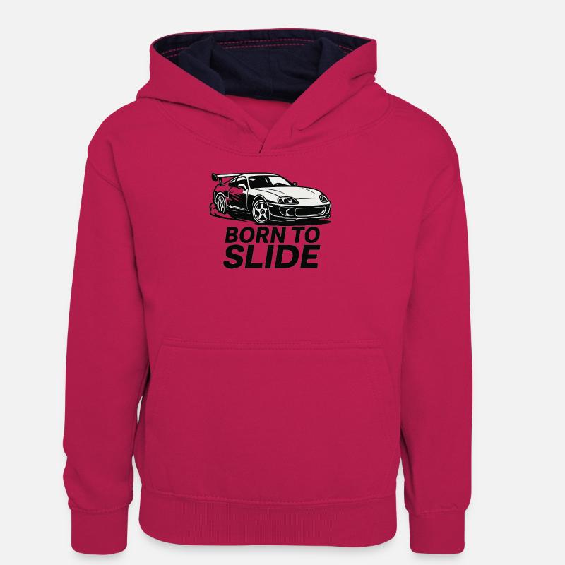 Né pour glisser - Sweat à capuche contrasté Ado - rose/bleu marine