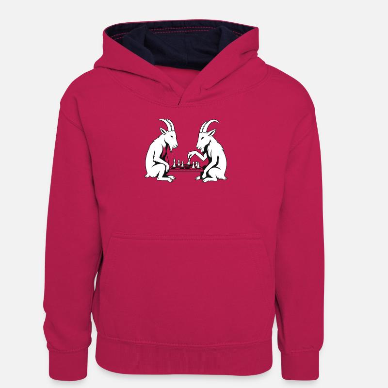 Échec et mat, Édition Chèvre - Sweat à capuche contrasté Ado - rose/bleu marine
