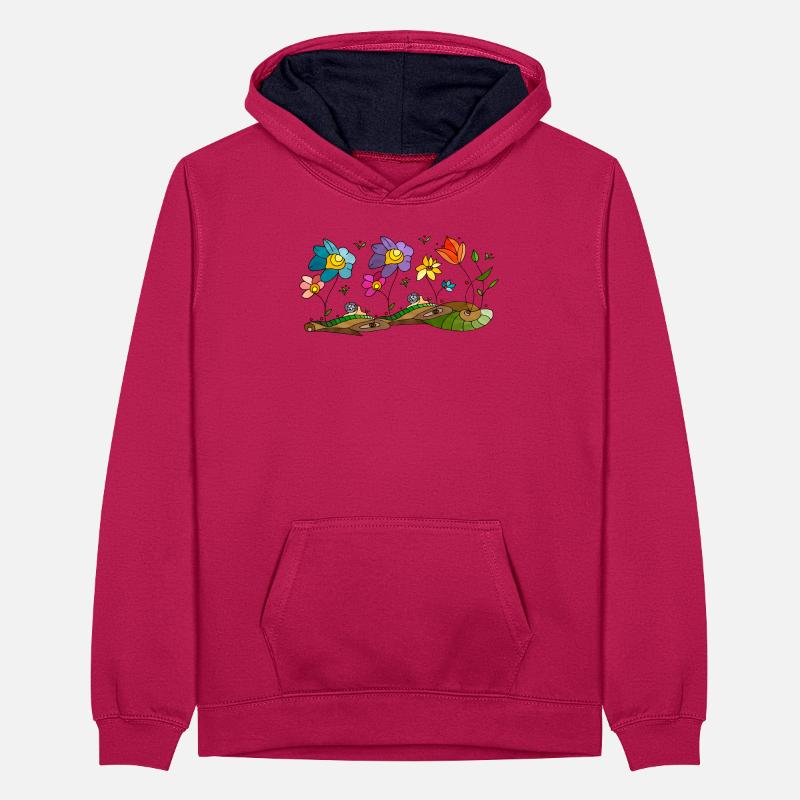Fleur Sweat à capuche contrasté Ado
