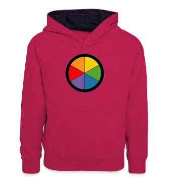 Regenbogen Farbkreis - Teenager Kontrast-Hoodie - Pink/Navy - Vorne