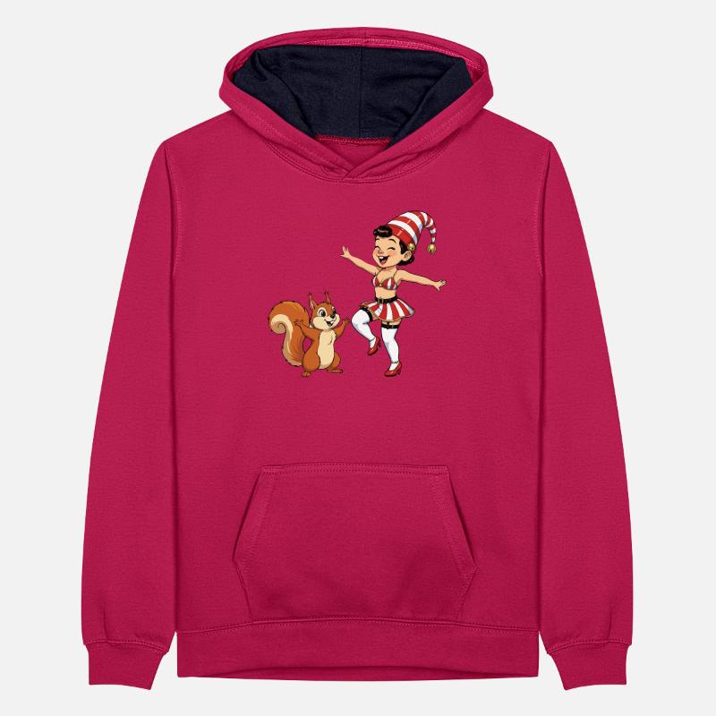 Leprechaun-Mädchen mit Eichhörnchen Teenager Kontrast-Hoodie