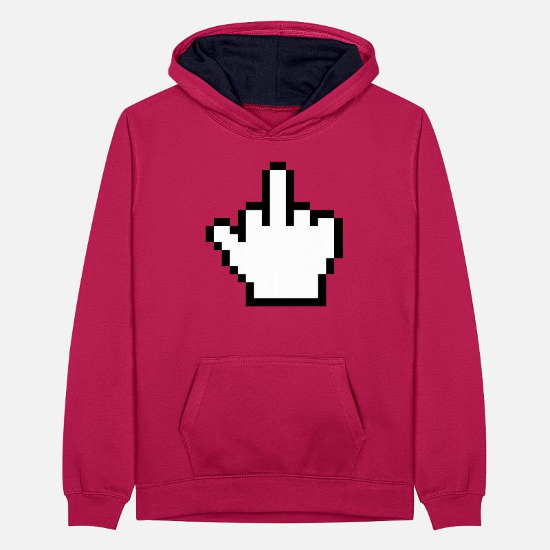 Mouse Hand Middle Finger Mouse Pointer Teenager Contrast Hoodie