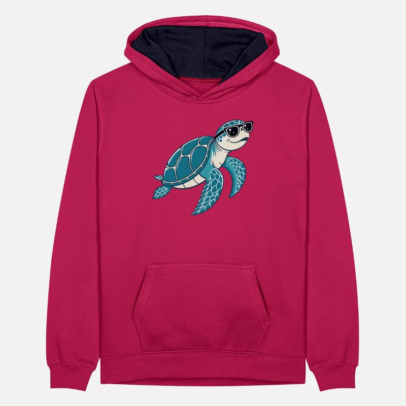 Turtle chic eyeglasses Teenager Contrast Hoodie
