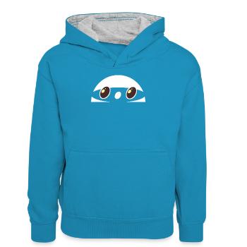 Cartoon-Figur  - Teenager Kontrast-Hoodie - Pfauenblau/Grau meliert - Vorne
