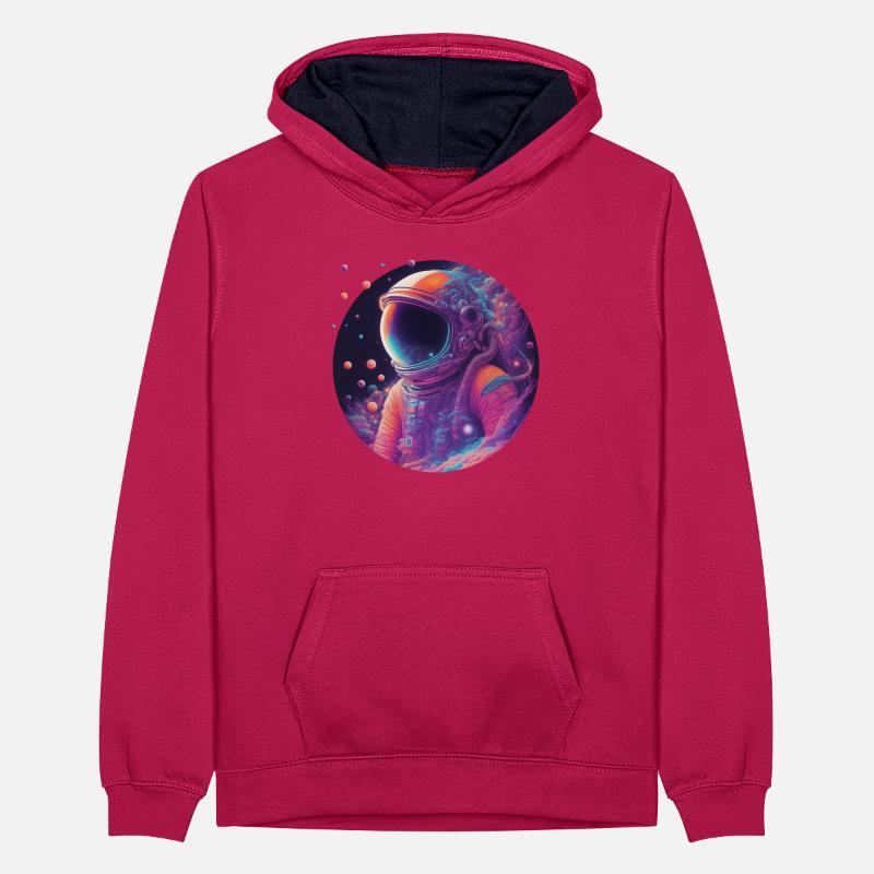 Astronaute néon dans l’espace couleur Sweat à capuche contrasté Ado