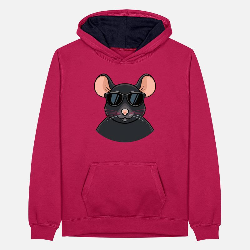 Mouse chic schwarze Brille Teenager Kontrast-Hoodie