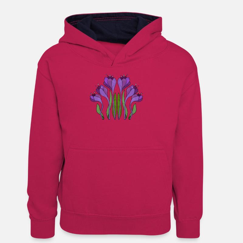 Fleur - Sweat à capuche contrasté Ado - rose/bleu marine