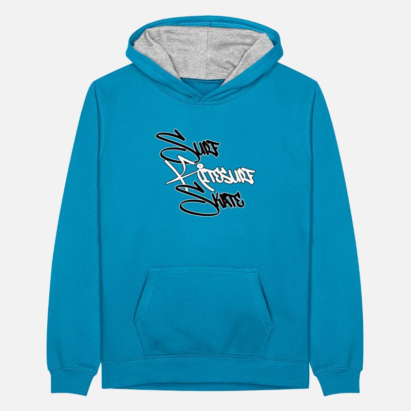 Graffiti Surf Script White Teenager Contrast Hoodie