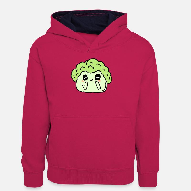 Brocoli - Sweat à capuche contrasté Ado - rose/bleu marine