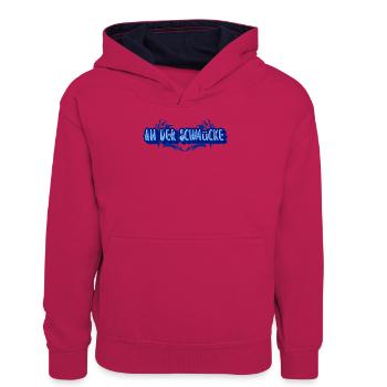 Aufdruck An der Schmücke - Teenager Kontrast-Hoodie - Pink/Navy - Vorne