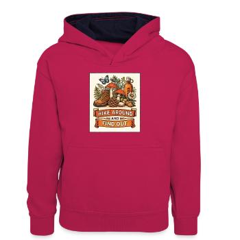 Randonnez-vous et découvrez – la nature rustique - Sweat à capuche contrasté Ado - rose/bleu marine - Devant