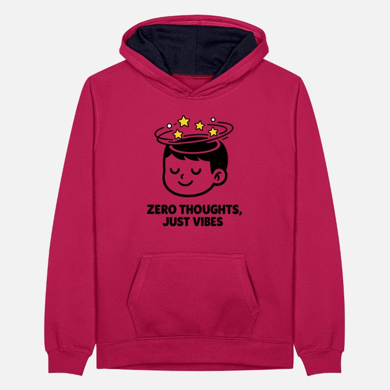 Zero Thoughts, Just Vibes Sweat à capuche contrasté Ado