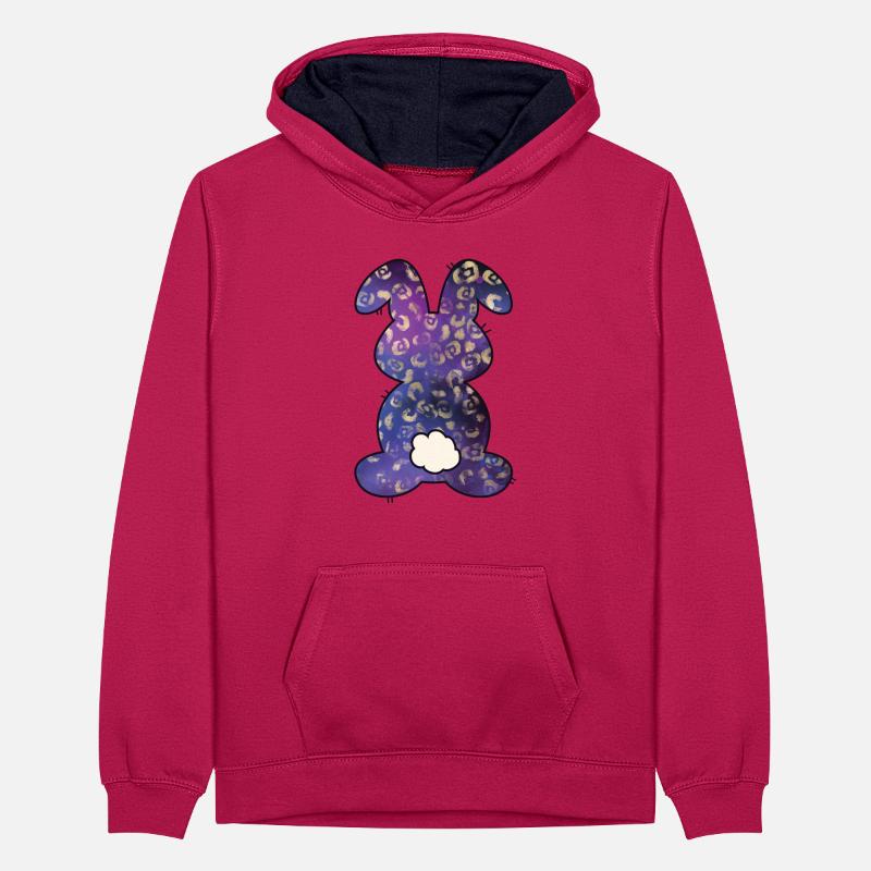 Leopard Pattern Rabbit Easter Teenager Contrast Hoodie