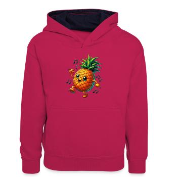 Ananas-Tänze-Musik - Teenager Kontrast-Hoodie - Pink/Navy - Vorne