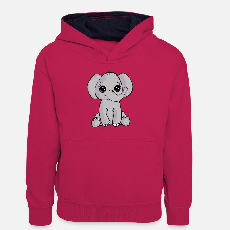 Bébé éléphant - Sweat à capuche contrasté Ado - rose/bleu marine