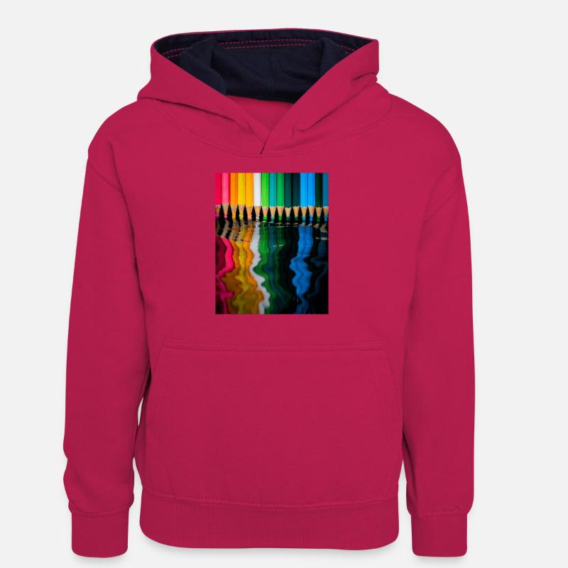 Lignes directrices, esprits réfléchis - Sweat à capuche contrasté Ado - rose/bleu marine