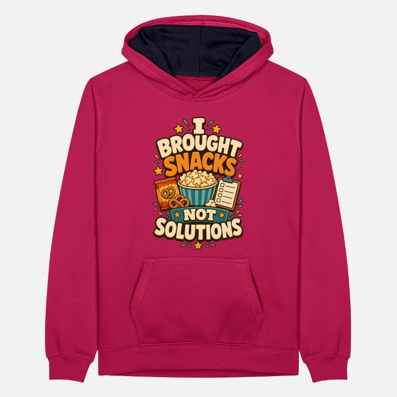 I Brought Snacks Not Solutions Teenager Contrast Hoodie