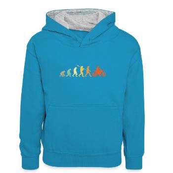 Evolution Motorcyclists - Teenager Contrast Hoodie - peacock blue/heather grey - Front