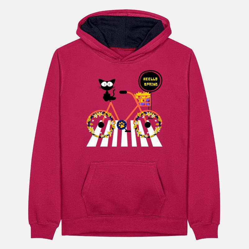 Hello Spring - Spring Cat - Spring Time Gardeners Teenager Contrast Hoodie