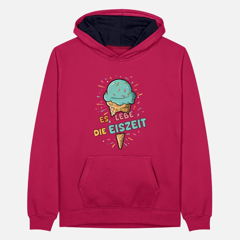 Es lebe die Eiszeit - Eiskugel Teenager Kontrast-Hoodie