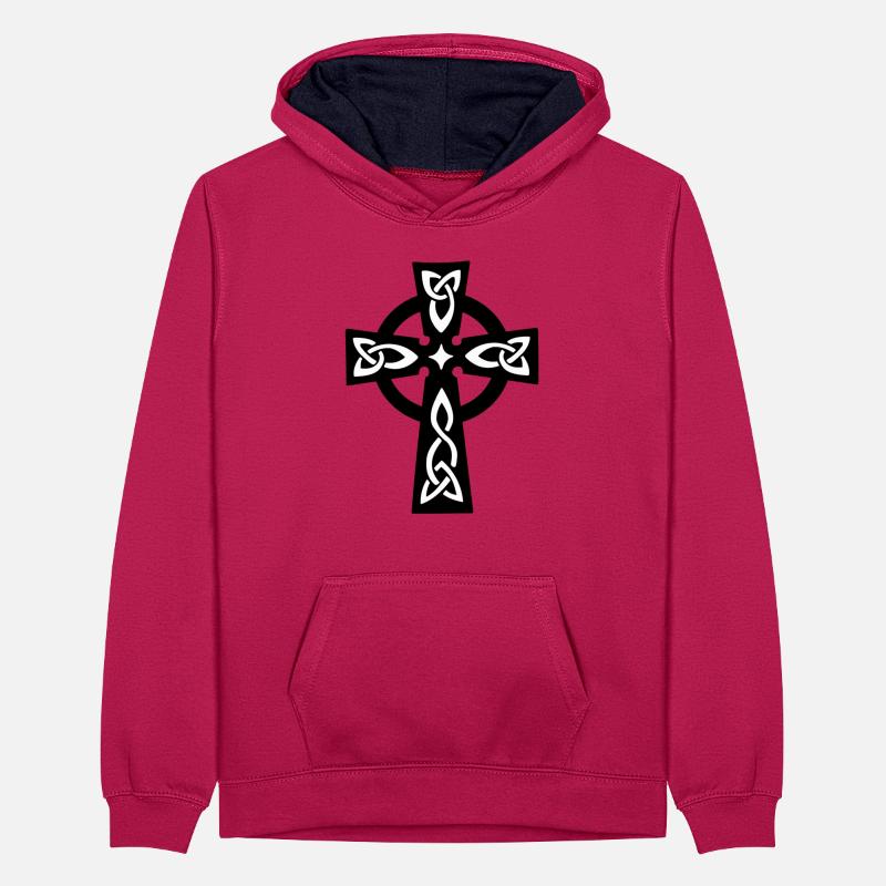 Keltisches oder Keltisches Kreuz Teenager Kontrast-Hoodie