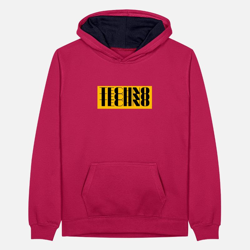 techno techno techno gelb Teenager Kontrast-Hoodie